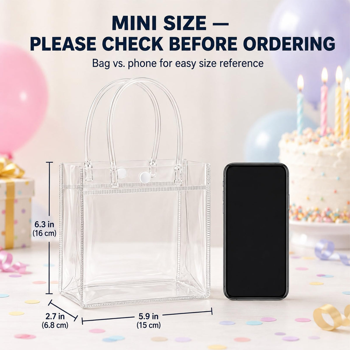 MAQIHAN Clear PVC Gift Bags with Handles for Party Favors