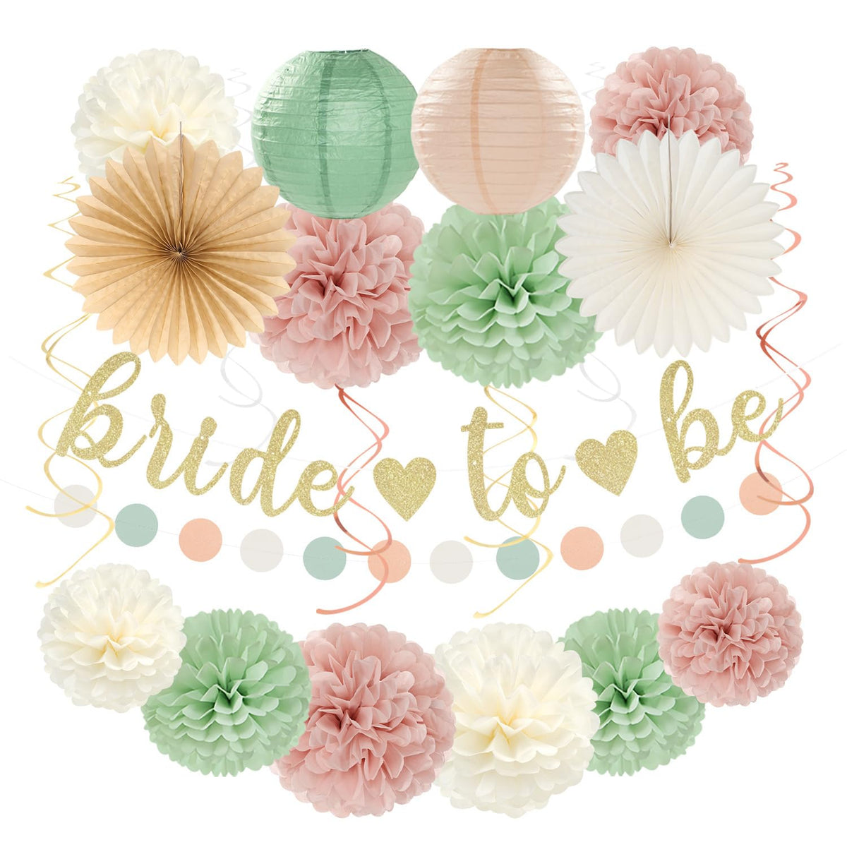 Hugmoon Birthday Decoration Set with Pom Poms & Lanterns
