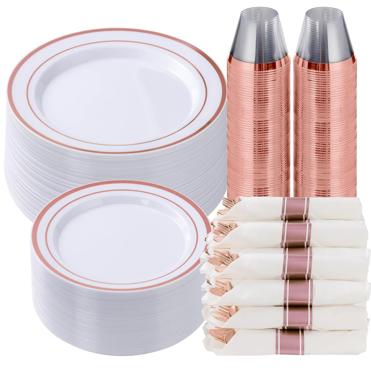 Goodluck Pre-Rolled Plastic Dinnerware Set for Parties