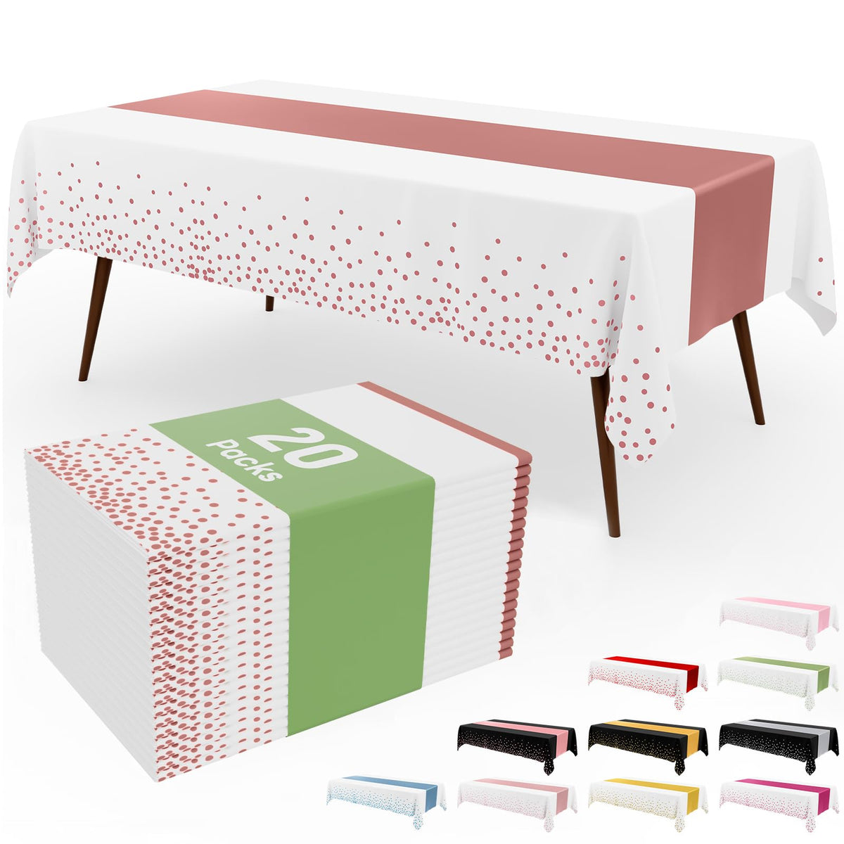 Smiry 12-Pack Gold Print Plastic Tablecloths, 54x108 in