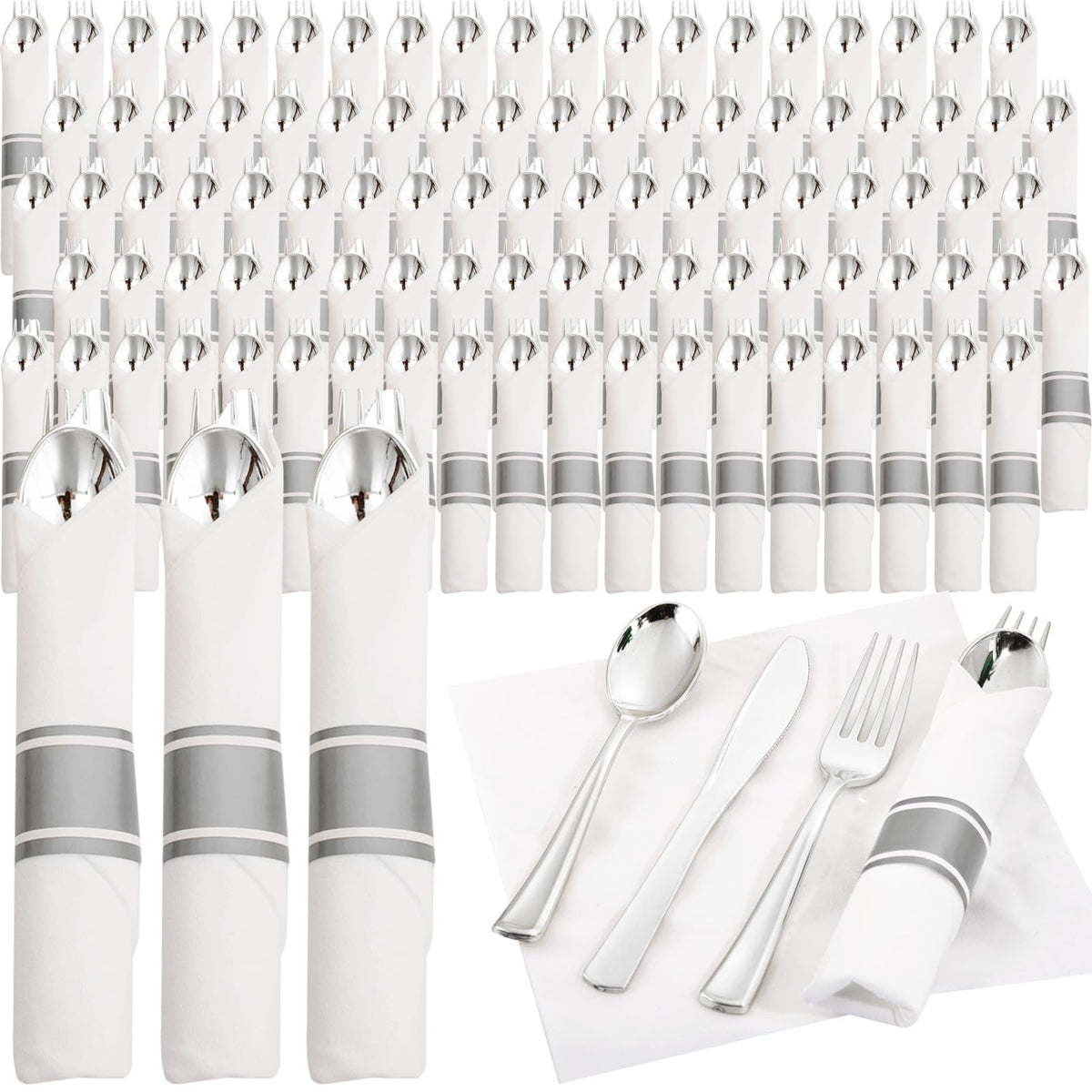 Pre-Rolled Disposable Plastic Cutlery Set for Parties