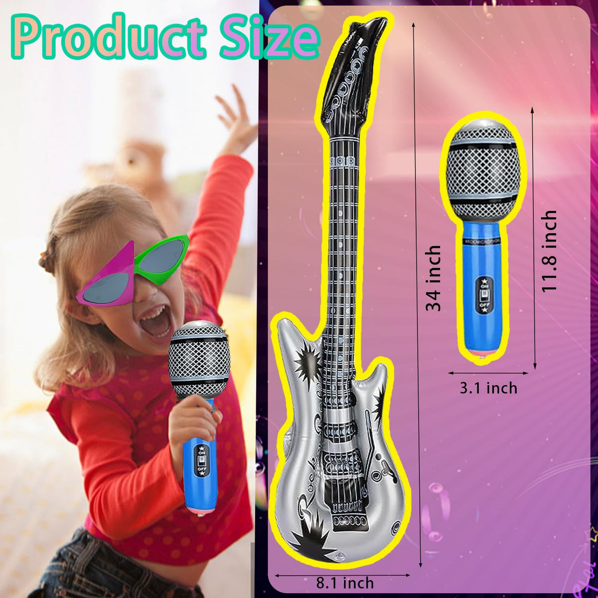 Rock Star Photo Booth Kit with Glasses, Guitar & Mic