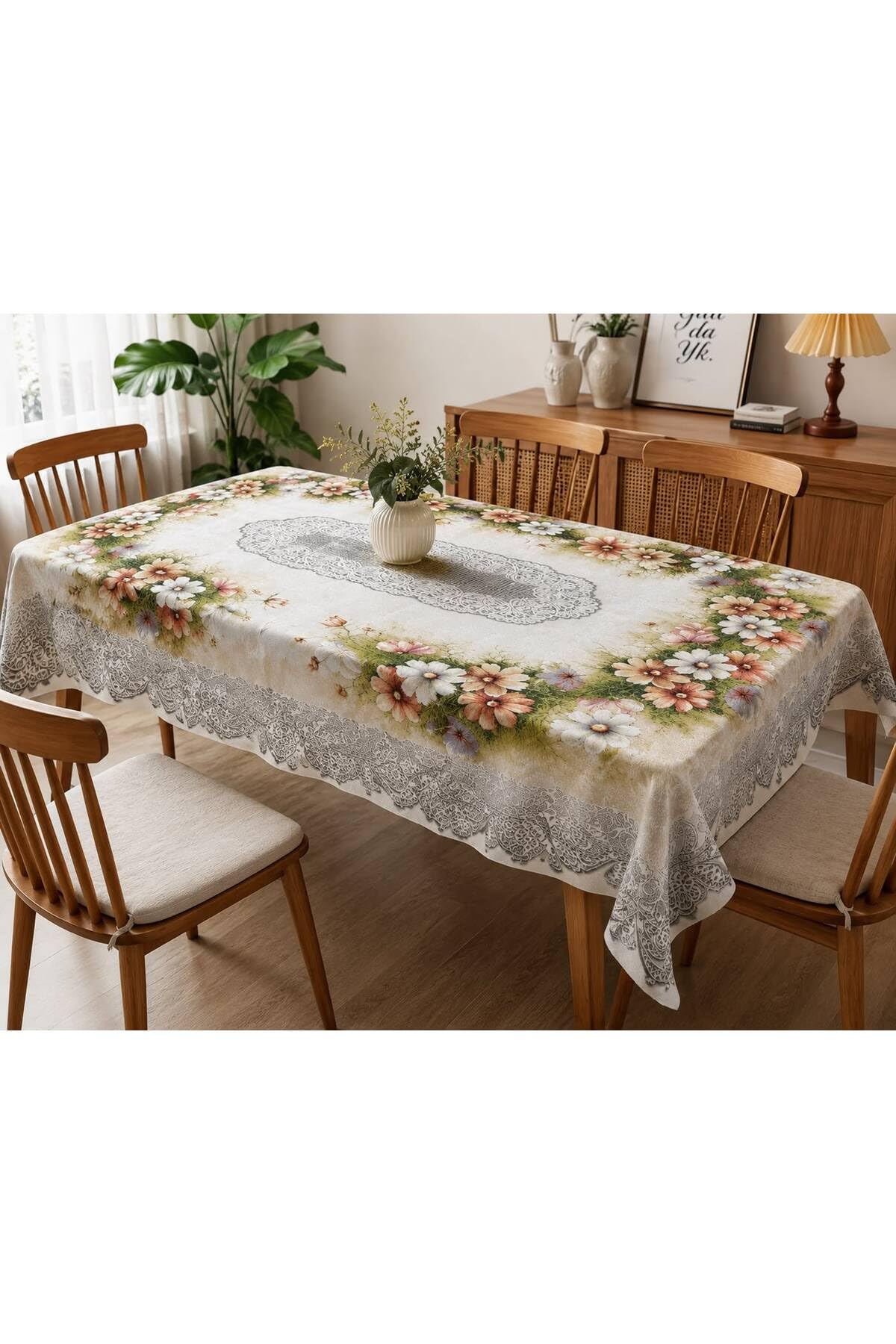 SODEF Goblen Brown Floral Tablecloth, 63 x 87 Inches