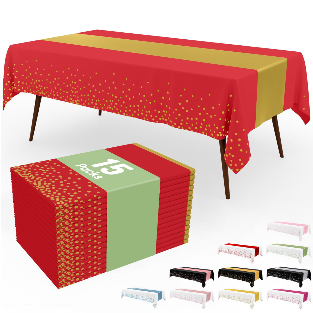 Smiry 12-Pack Gold Print Plastic Tablecloths, 54x108 in