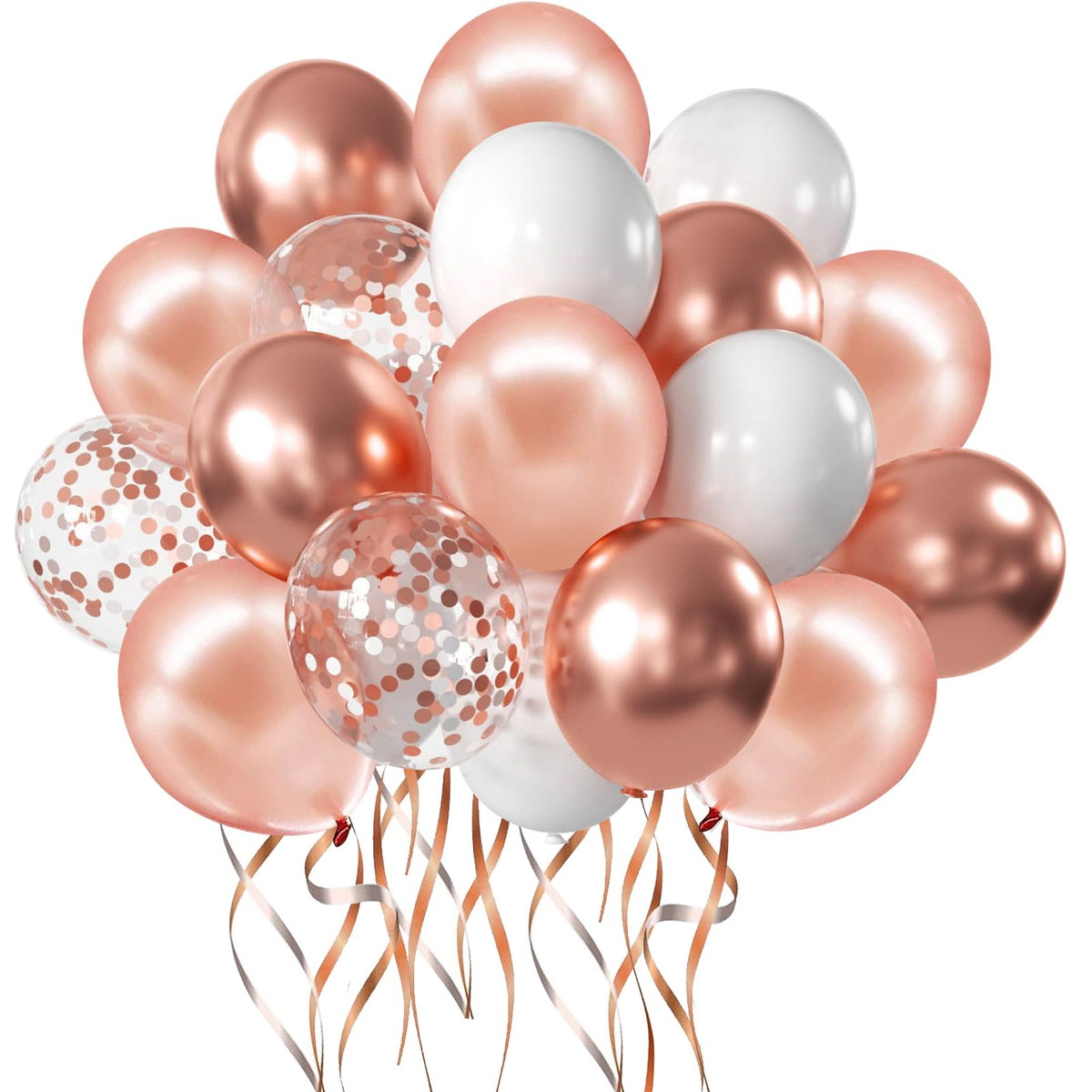 Zesliwy 50-Piece Rose Gold & White Confetti Balloon Set
