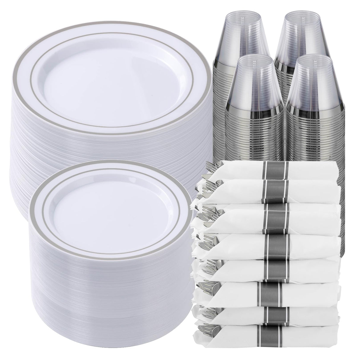 Goodluck Pre-Rolled Plastic Dinnerware Set for Parties