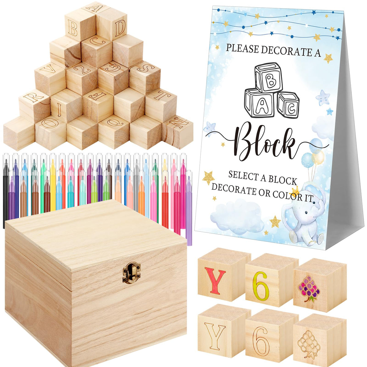 Marsui 136-Piece Baby Shower Game & Decorating Blocks Kit