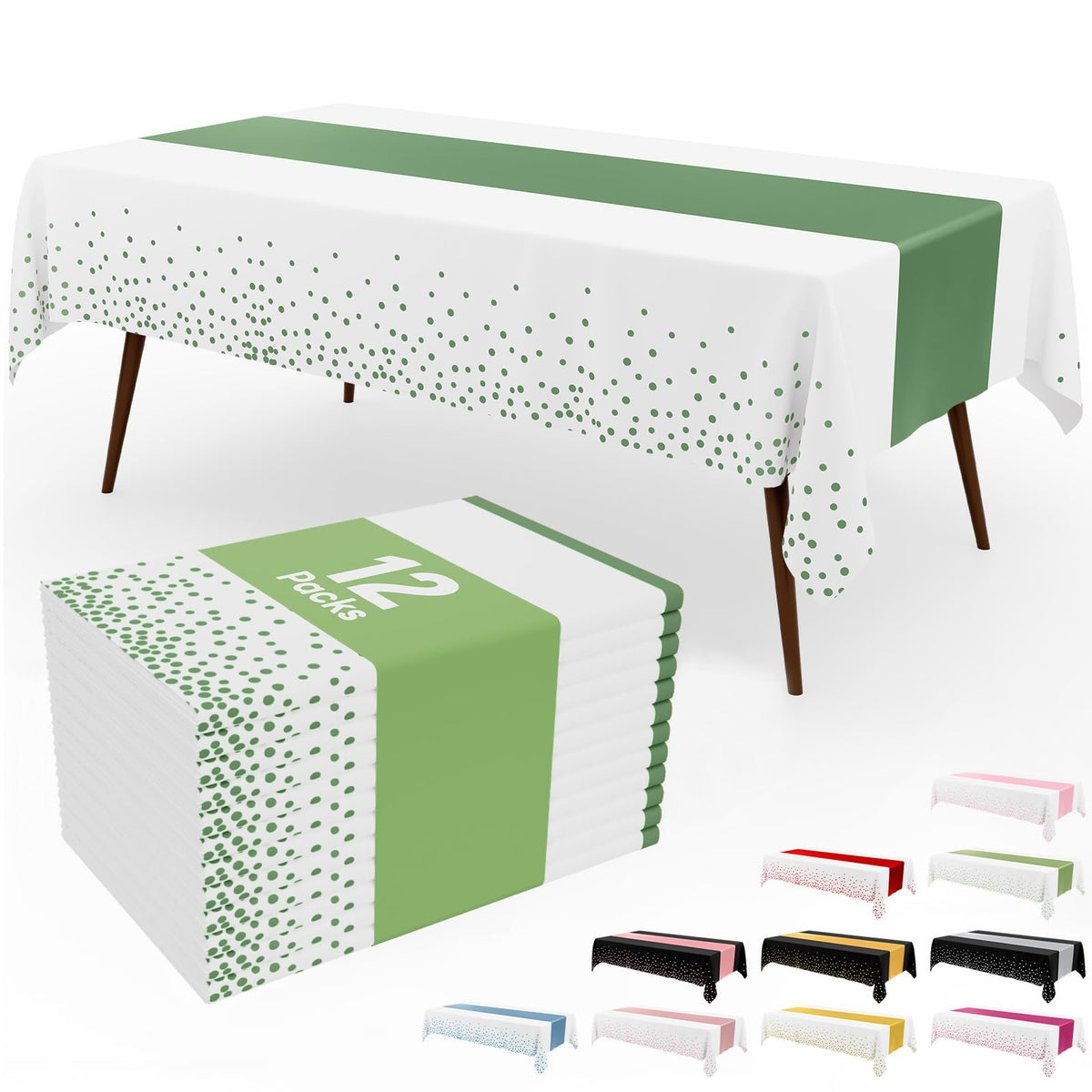Smiry 12-Pack Gold Print Plastic Tablecloths, 54x108 in