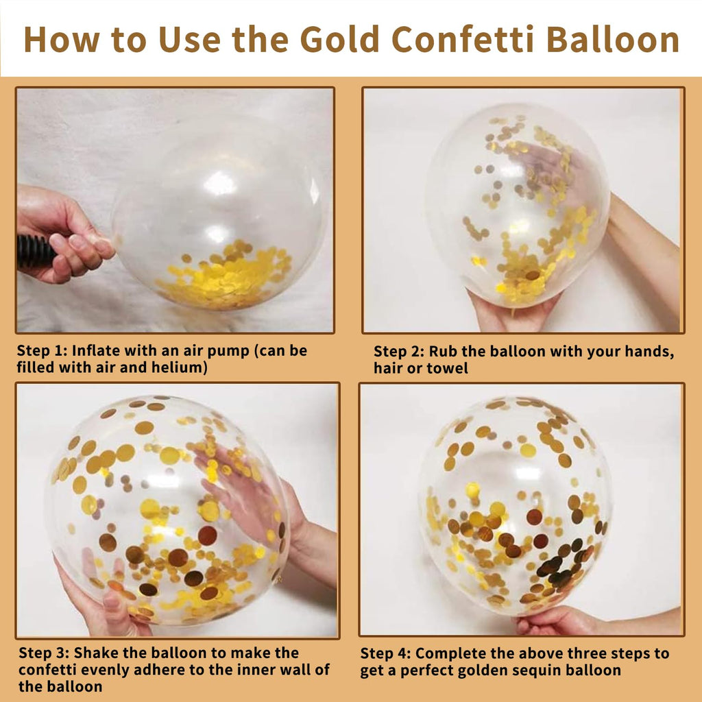 Zesliwy 50-Piece Rose Gold & White Confetti Balloon Set