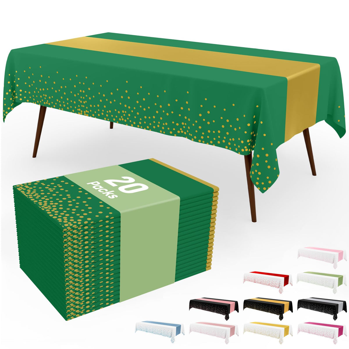 Smiry 12-Pack Gold Print Plastic Tablecloths, 54x108 in