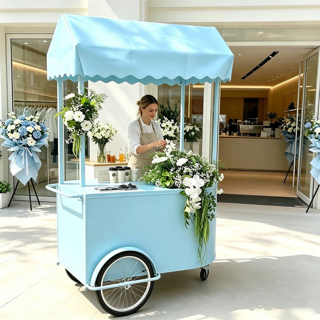 Mobile Iron Snack Cart with Wheels for Parties & Events