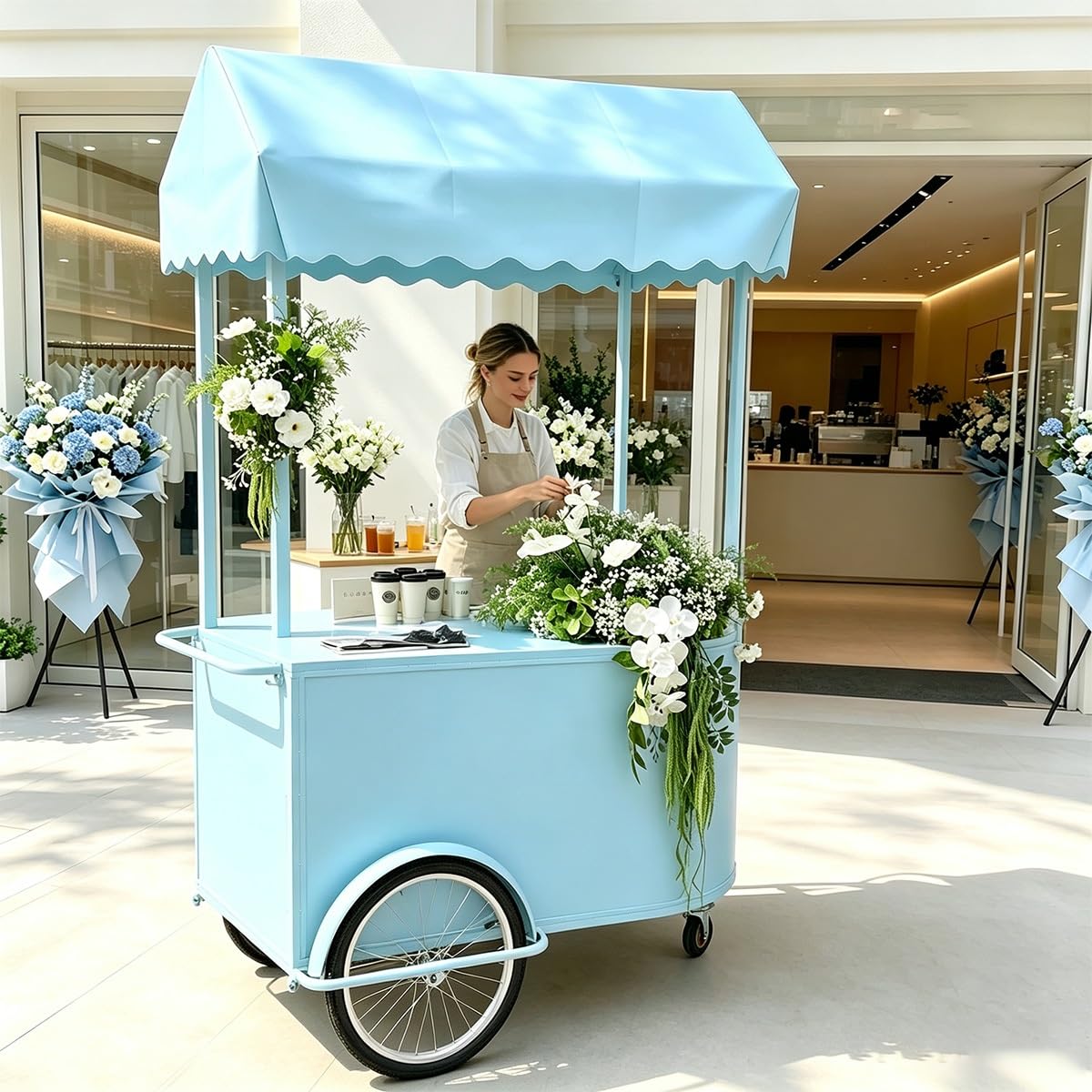 Mobile Iron Snack Cart with Wheels for Parties & Events