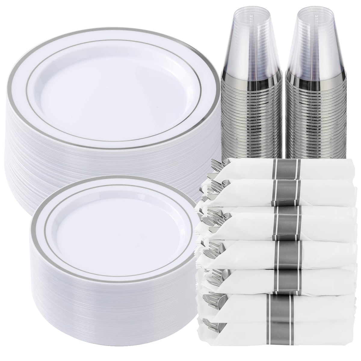 Goodluck Pre-Rolled Plastic Dinnerware Set for Parties