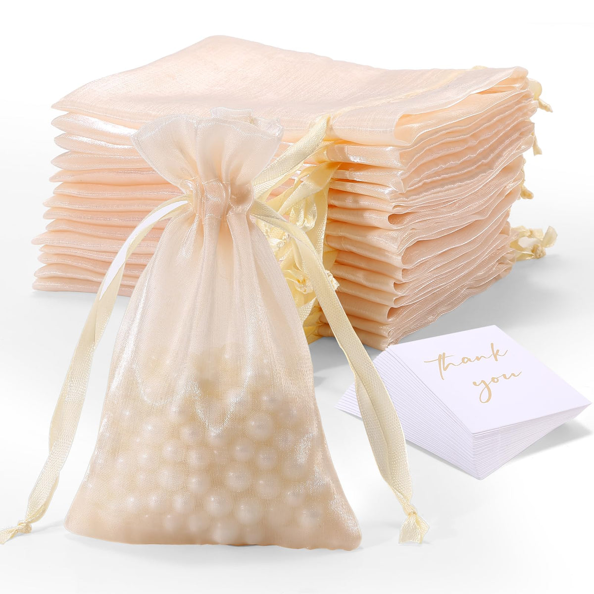 RoyYam 30-Pack 4x6 Organza Gift Bags with Thank You Cards