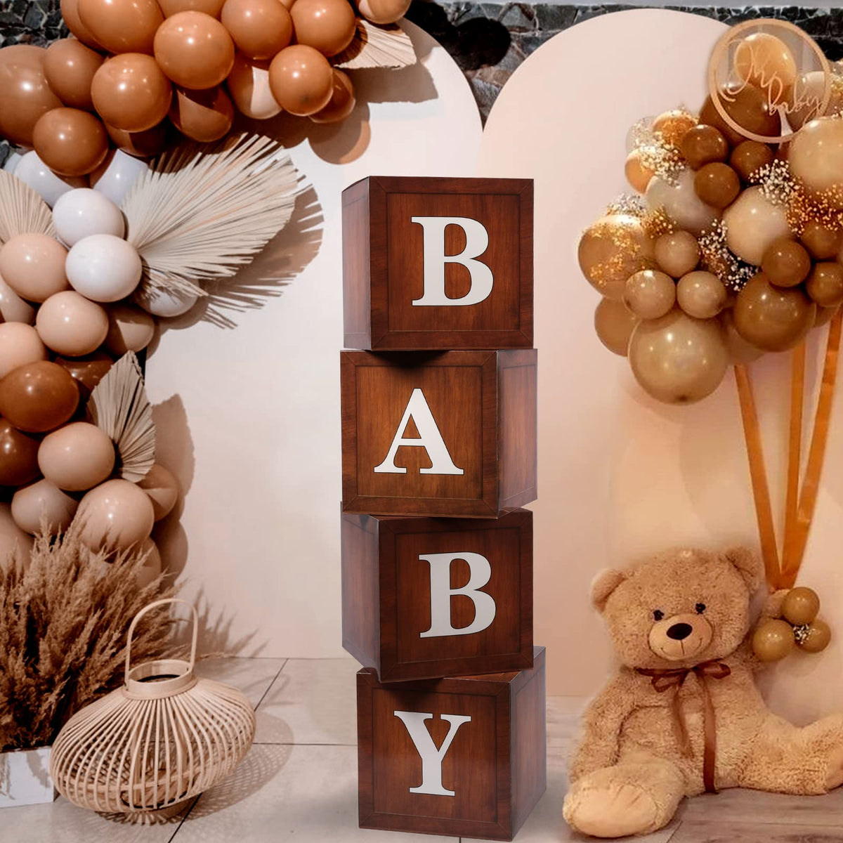 Voircoloria 4 Clear Lettered Balloon Boxes for Baby Showers