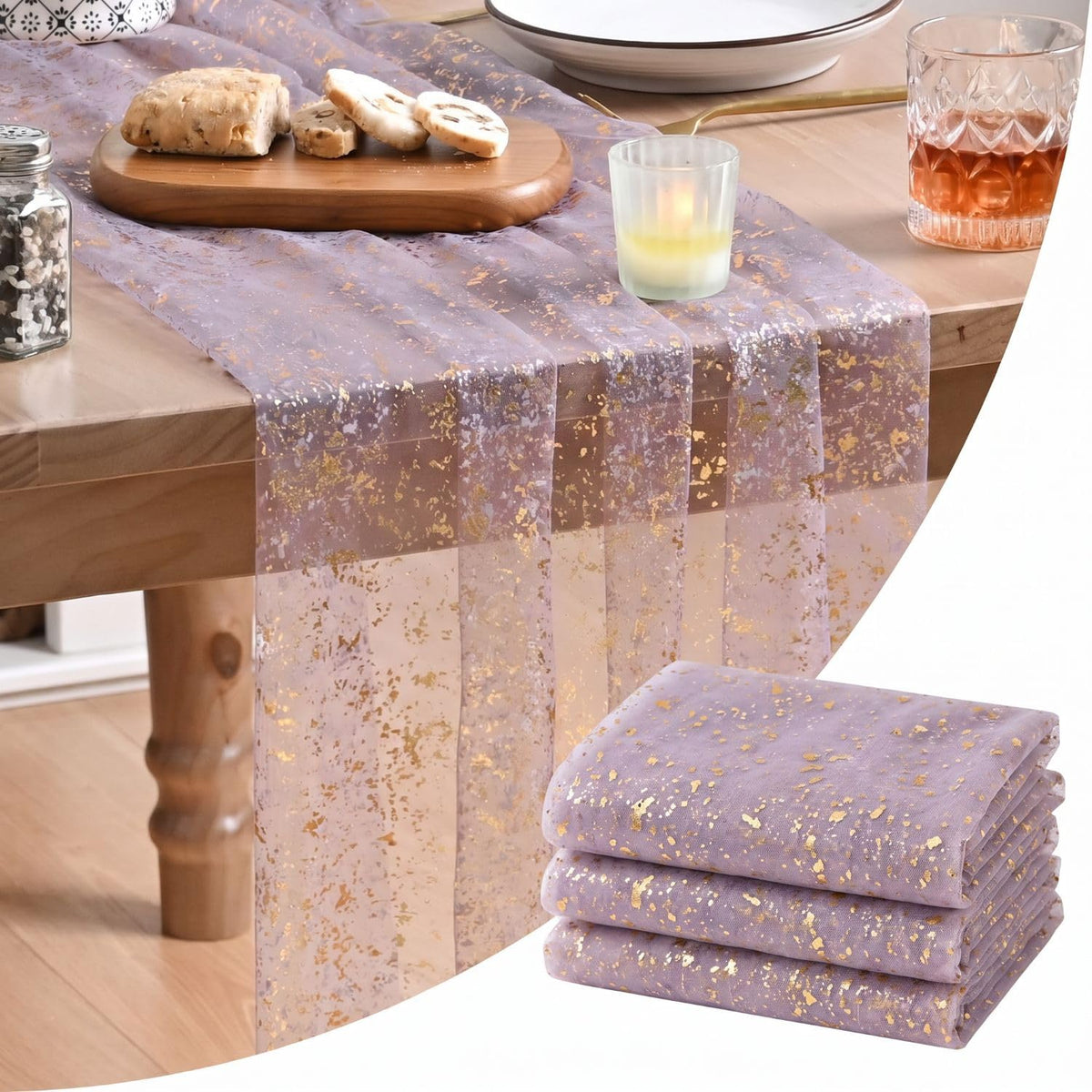 Artoid Mode Glitter Foil Gauze Table Runner for Parties