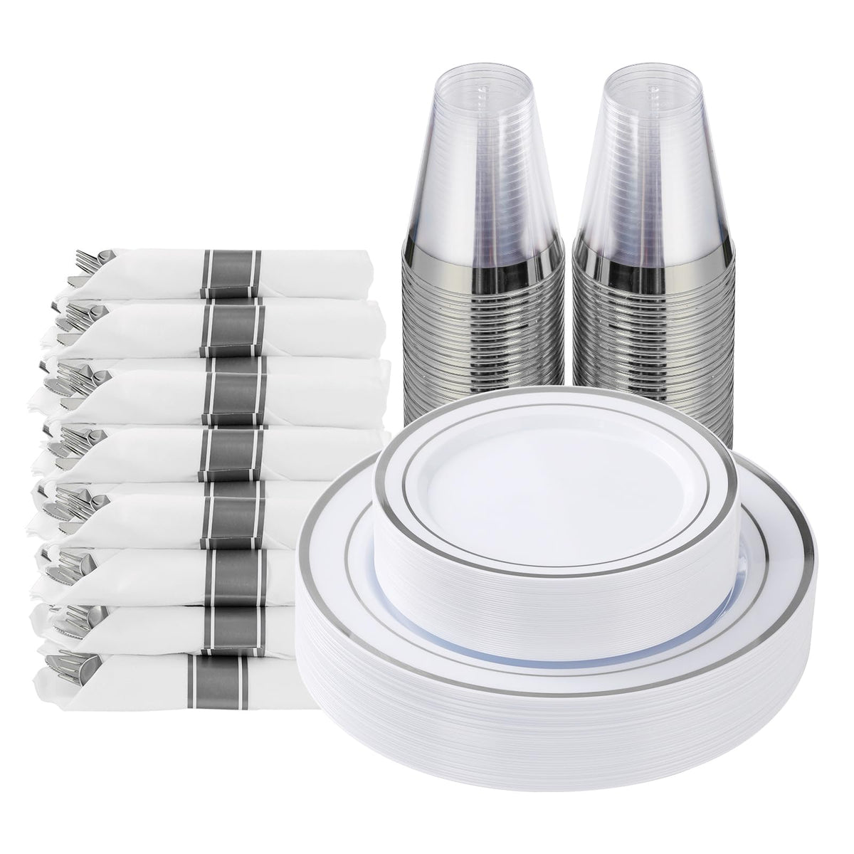 Goodluck Pre-Rolled Plastic Dinnerware Set for Parties