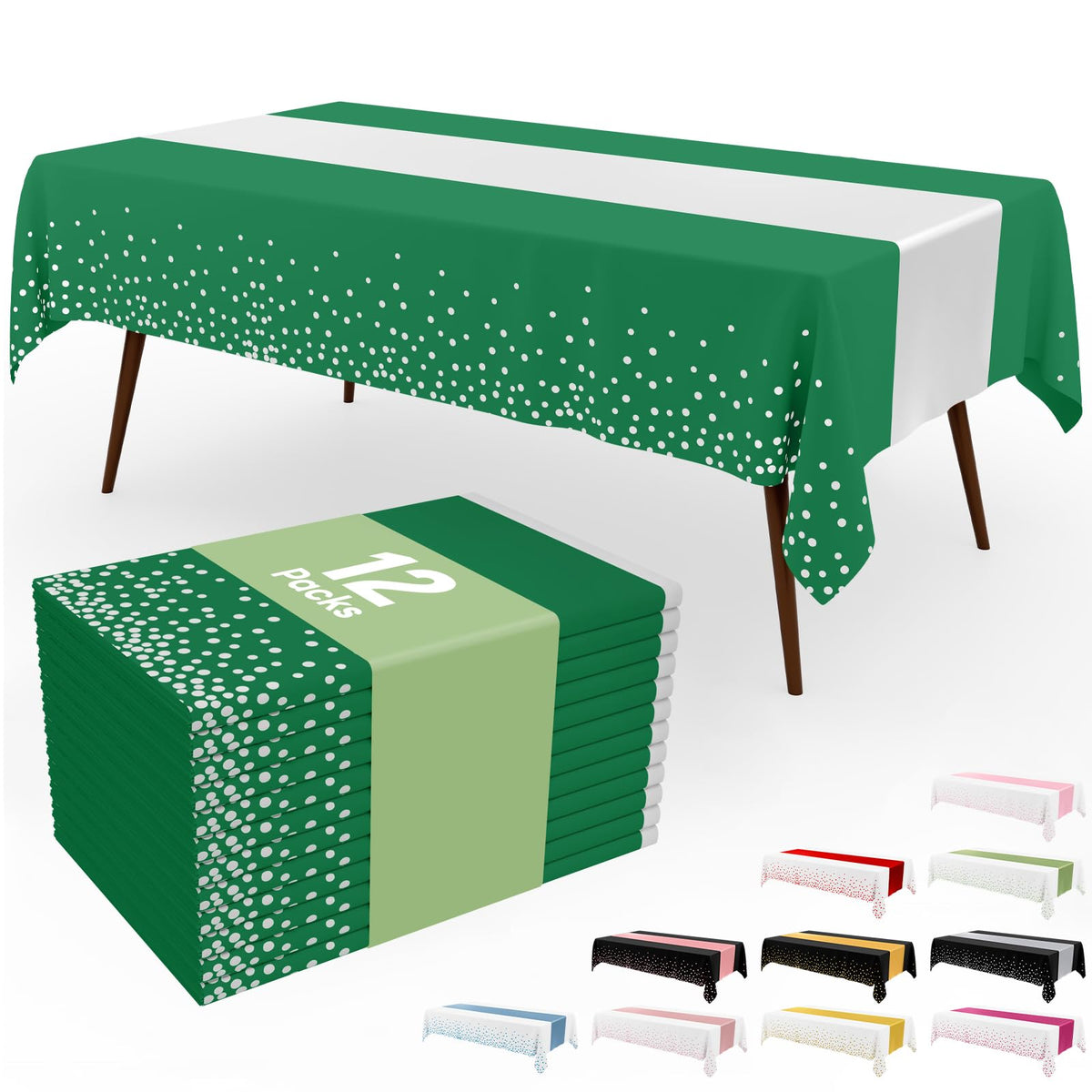 Smiry 12-Pack Gold Print Plastic Tablecloths, 54x108 in