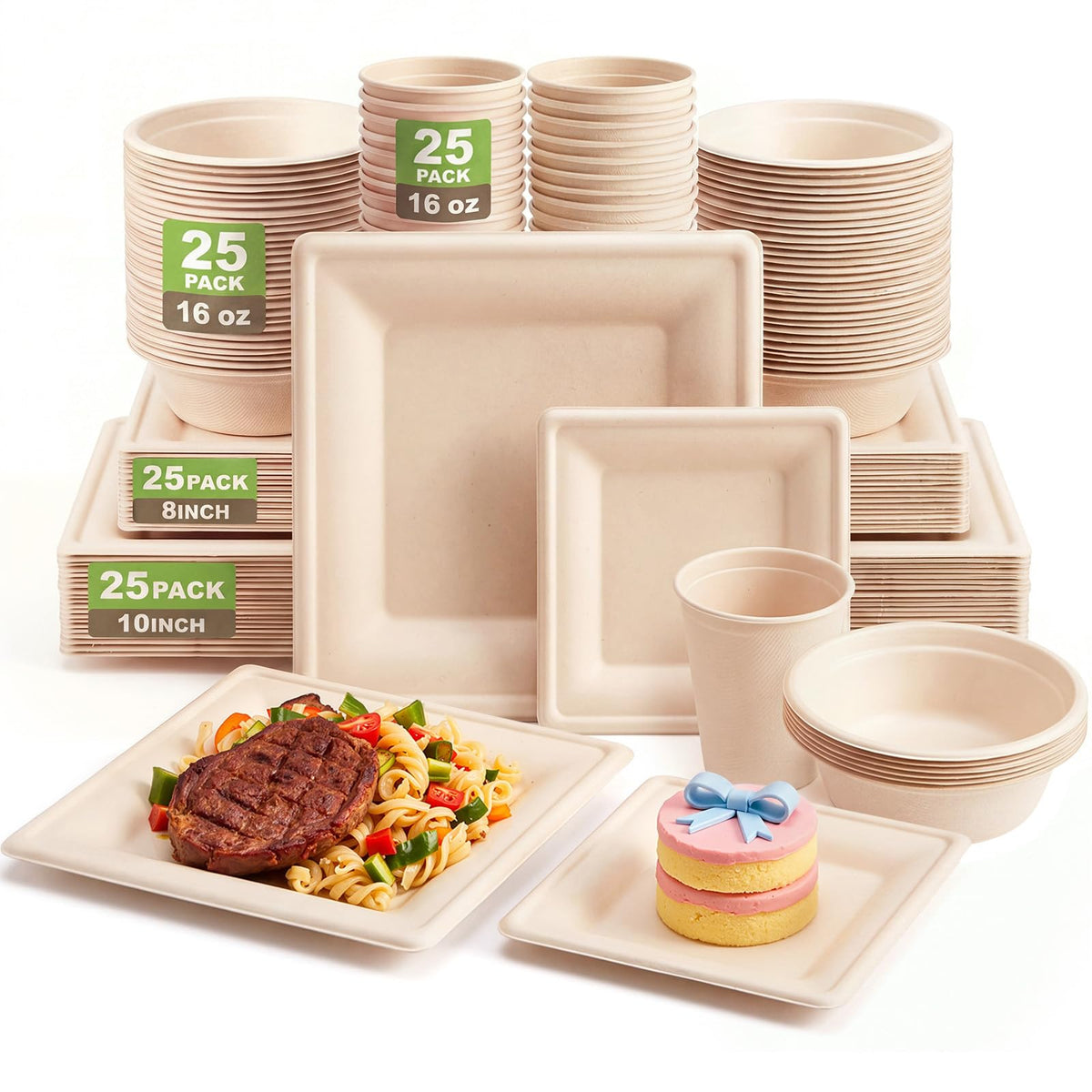 Havawish Compostable Paper Plate & Bowl Set for Parties