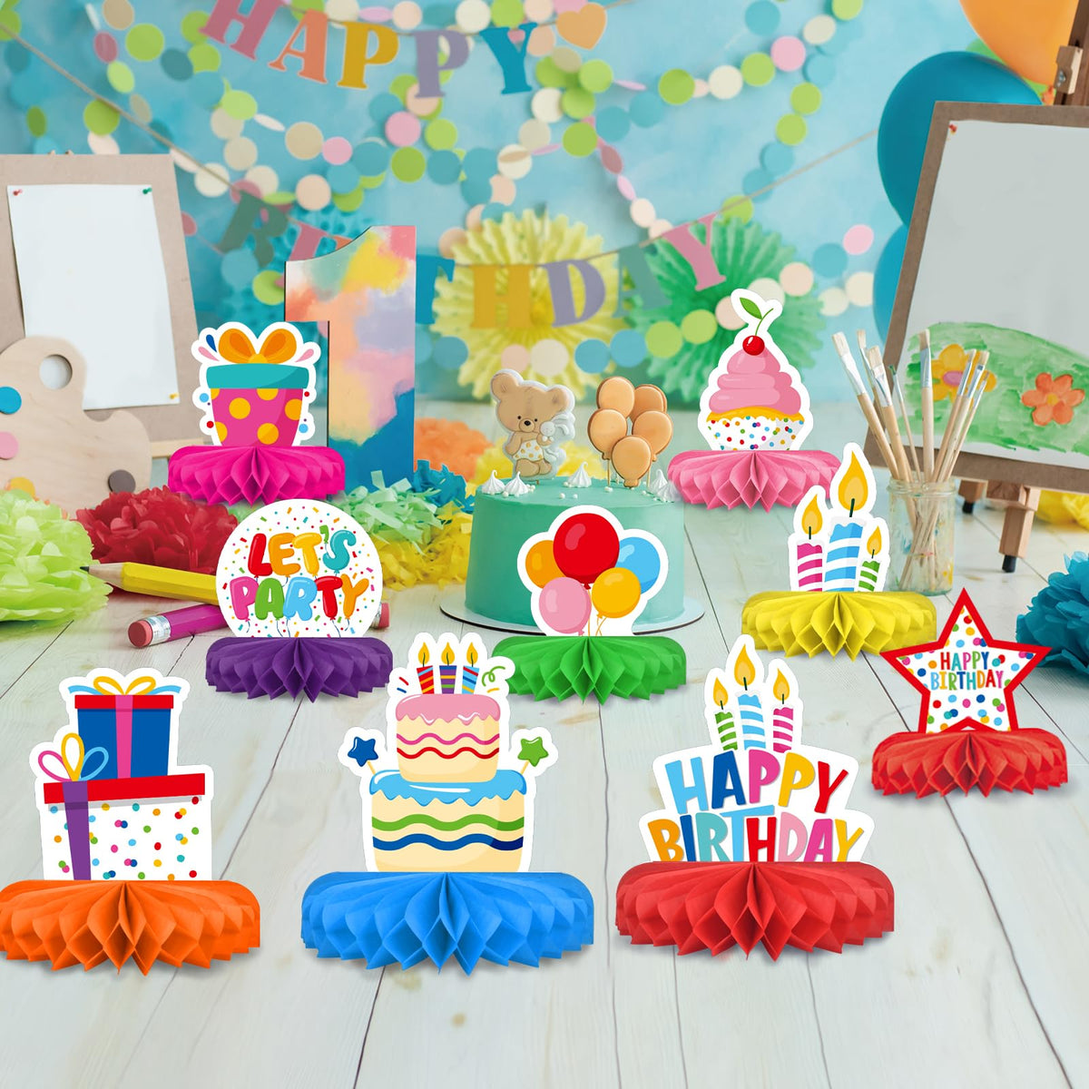 Kids' Birthday Honeycomb Centerpiece Table Decoration Set