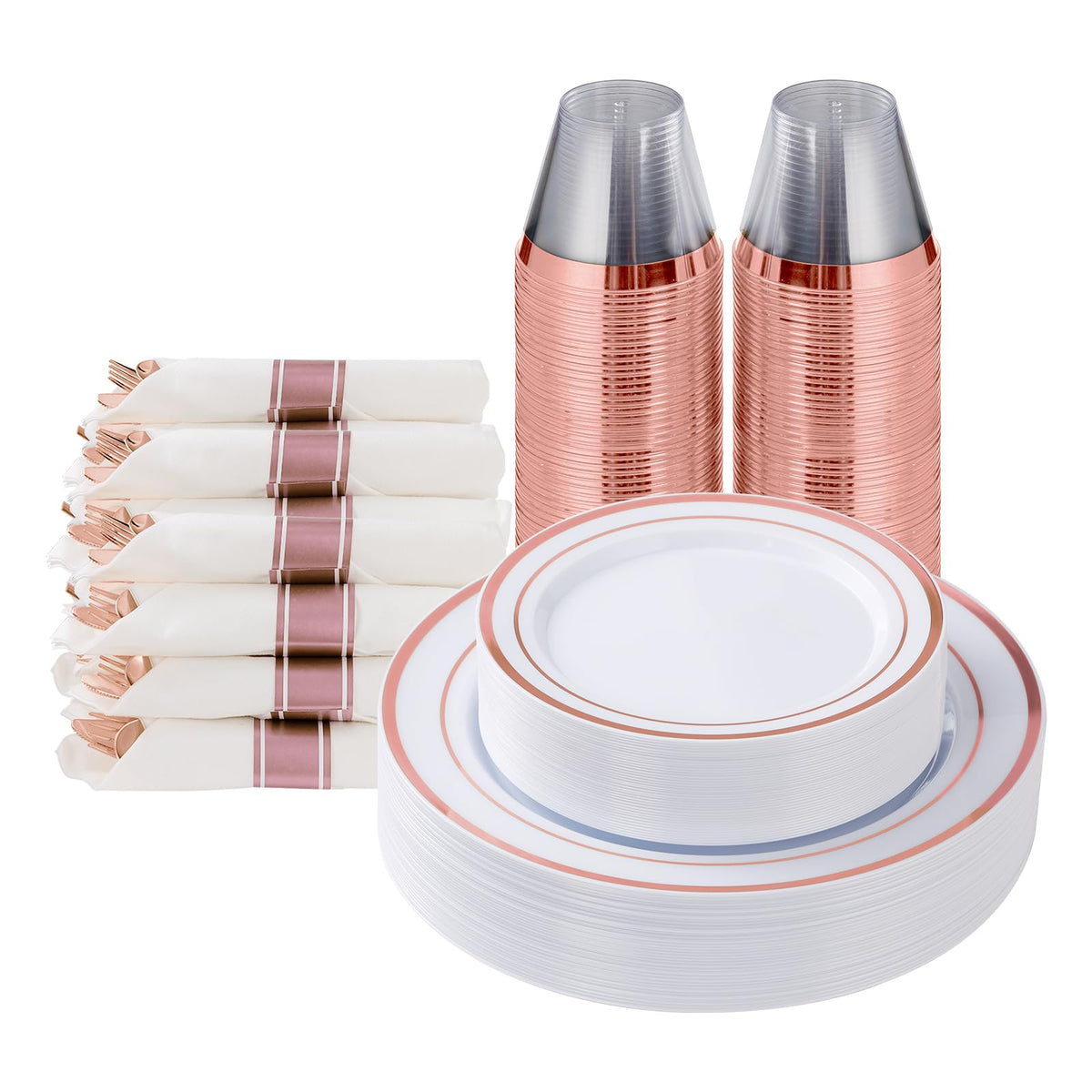 Goodluck Pre-Rolled Plastic Dinnerware Set for Parties