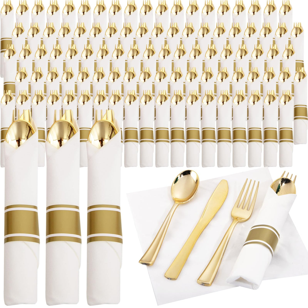 Pre-Rolled Disposable Plastic Cutlery Set for Parties