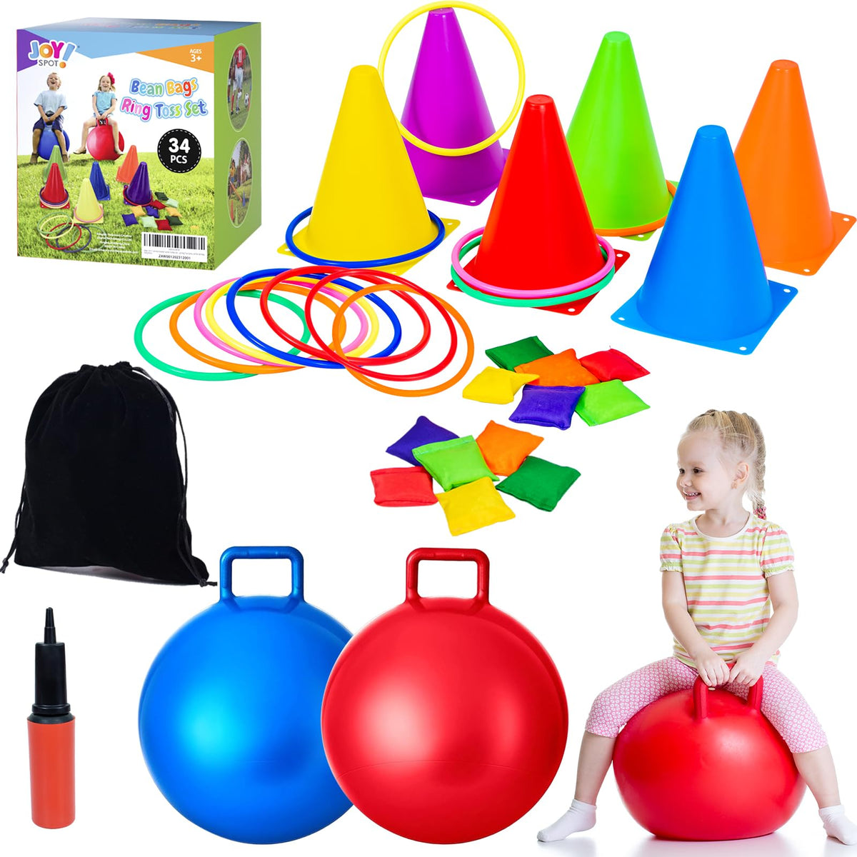 53-Piece Carnival Outdoor Game Set with 18-Inch Hopper Balls