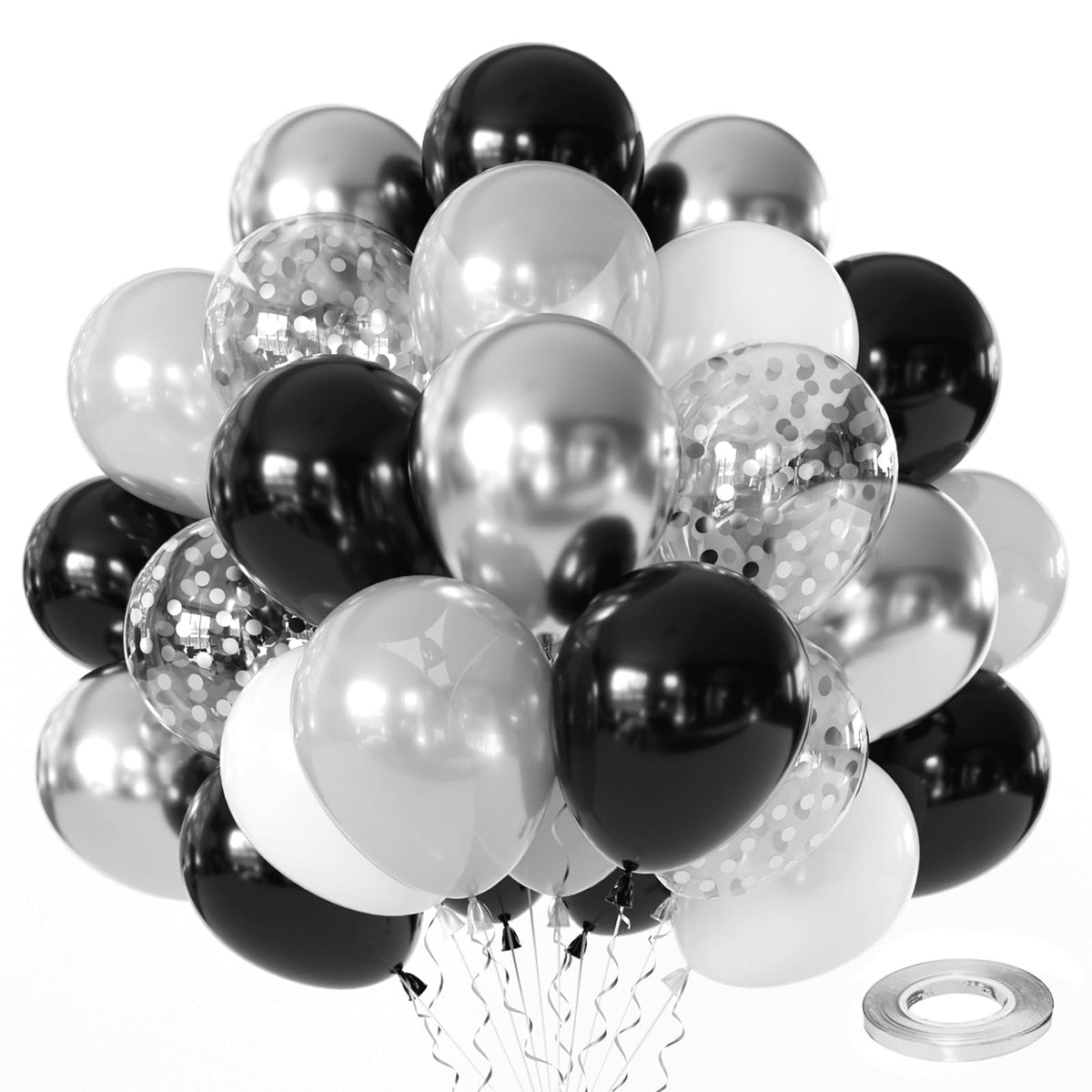 Zesliwy 50-Piece Rose Gold & White Confetti Balloon Set
