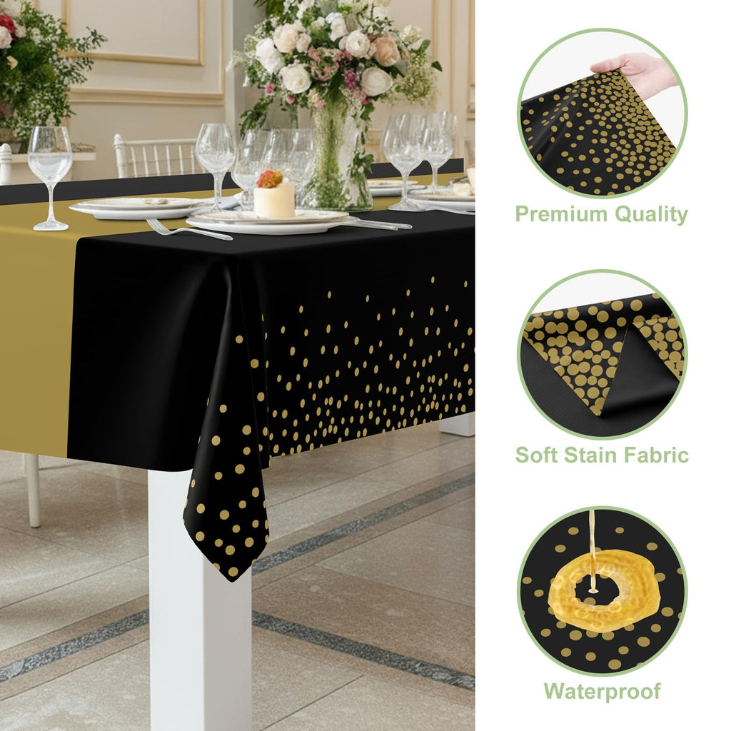 Smiry 12-Pack Gold Print Plastic Tablecloths, 54x108 in