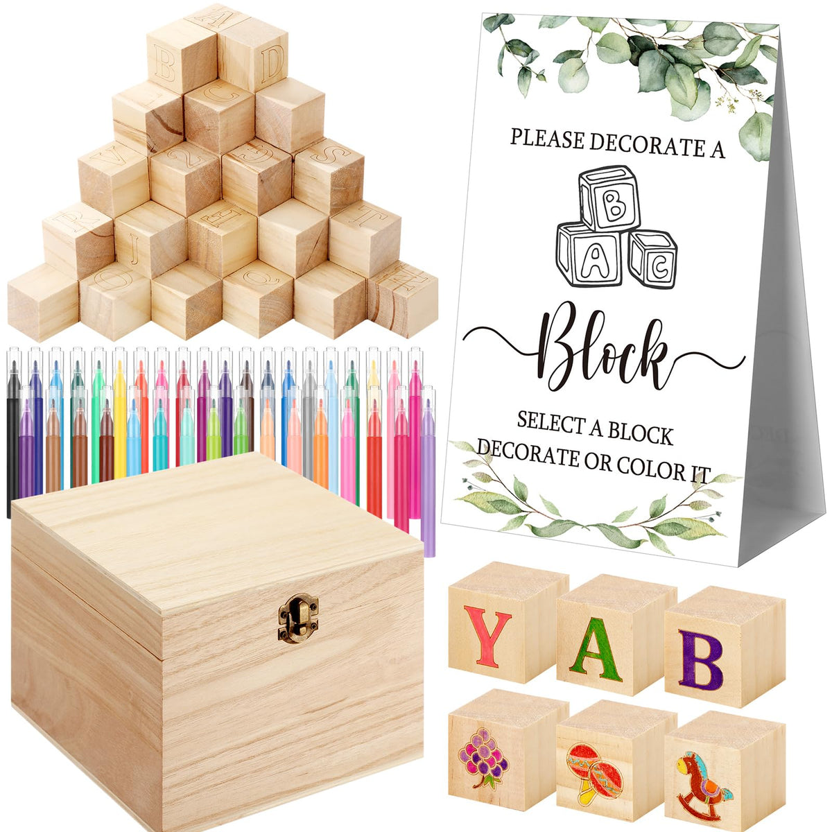 Marsui 136-Piece Baby Shower Game & Decorating Blocks Kit