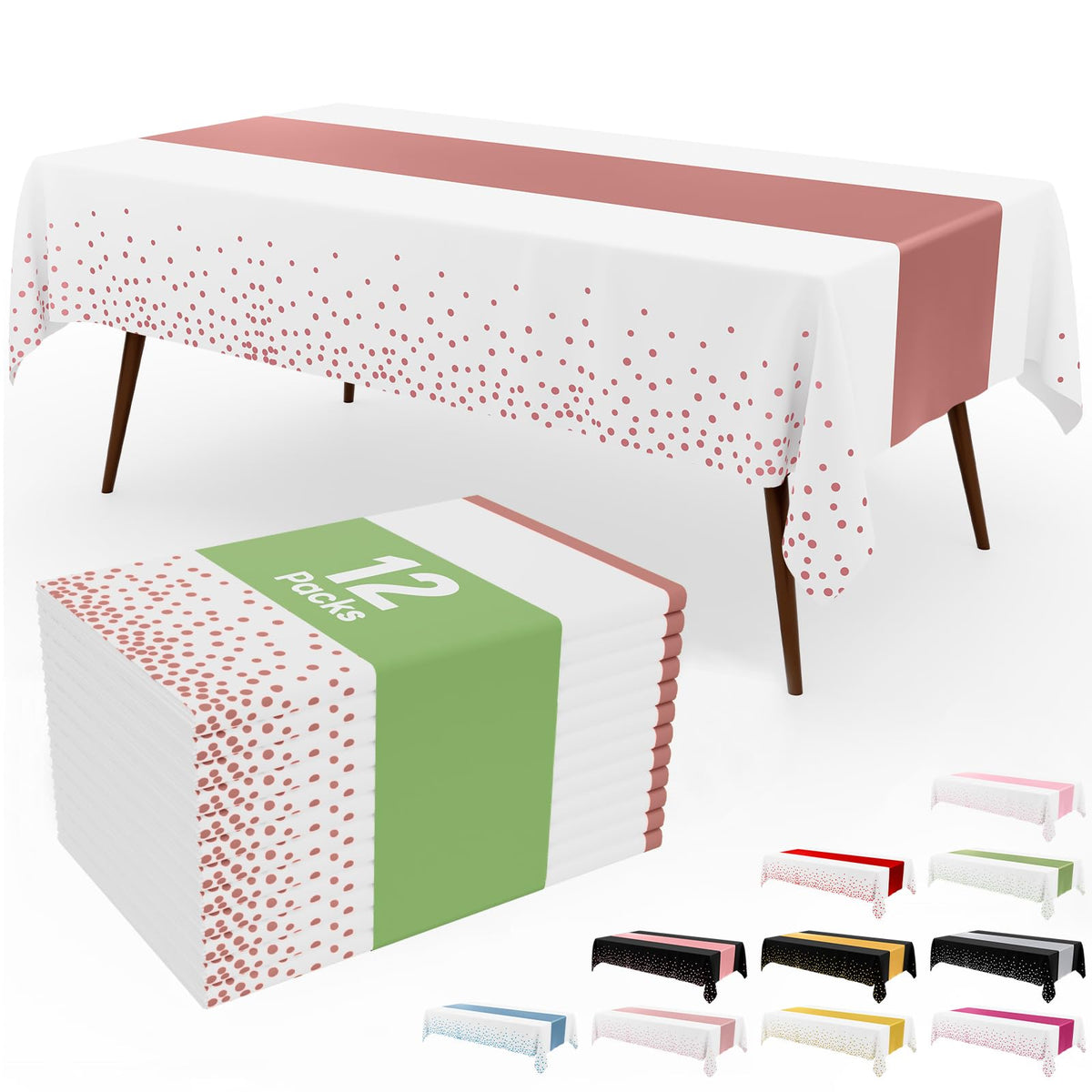 Smiry 12-Pack Gold Print Plastic Tablecloths, 54x108 in