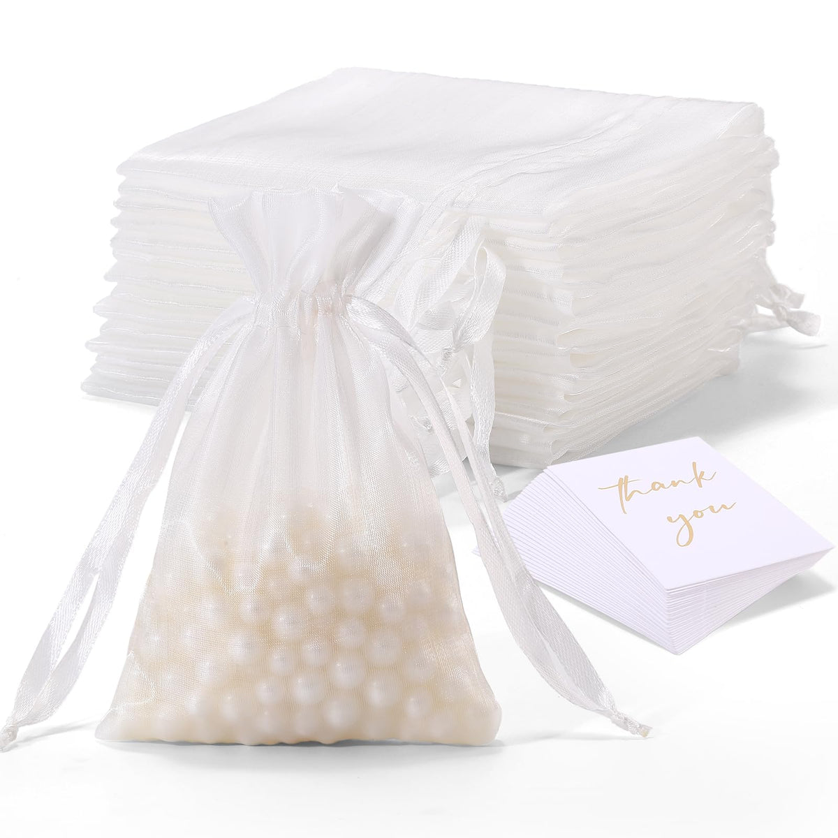 RoyYam 30-Pack 4x6 Organza Gift Bags with Thank You Cards