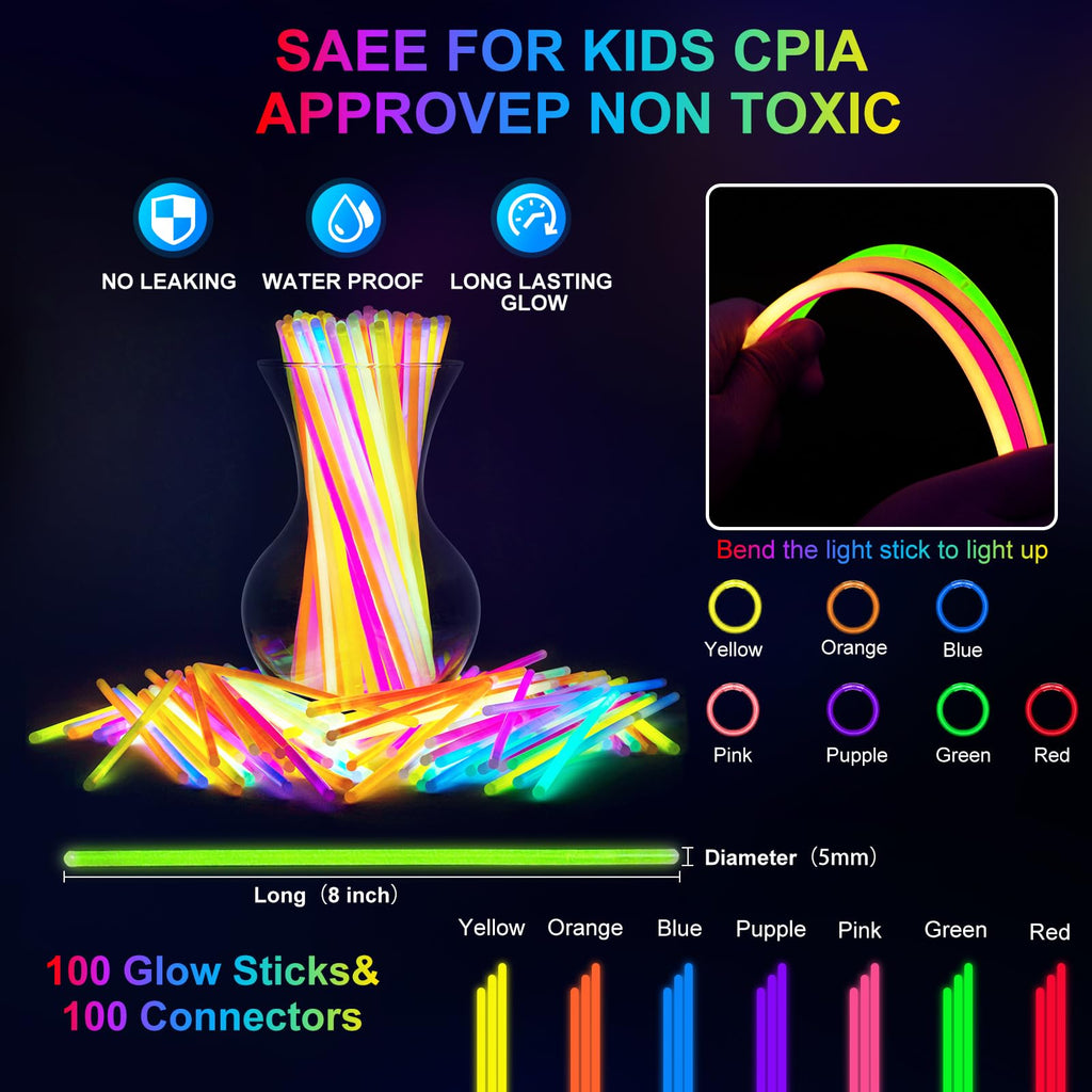 OLUPP 150-Piece Glow Party Kit with LED Glasses & Sticks