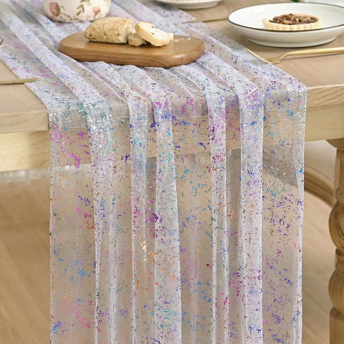 Artoid Mode Glitter Foil Gauze Table Runner for Parties