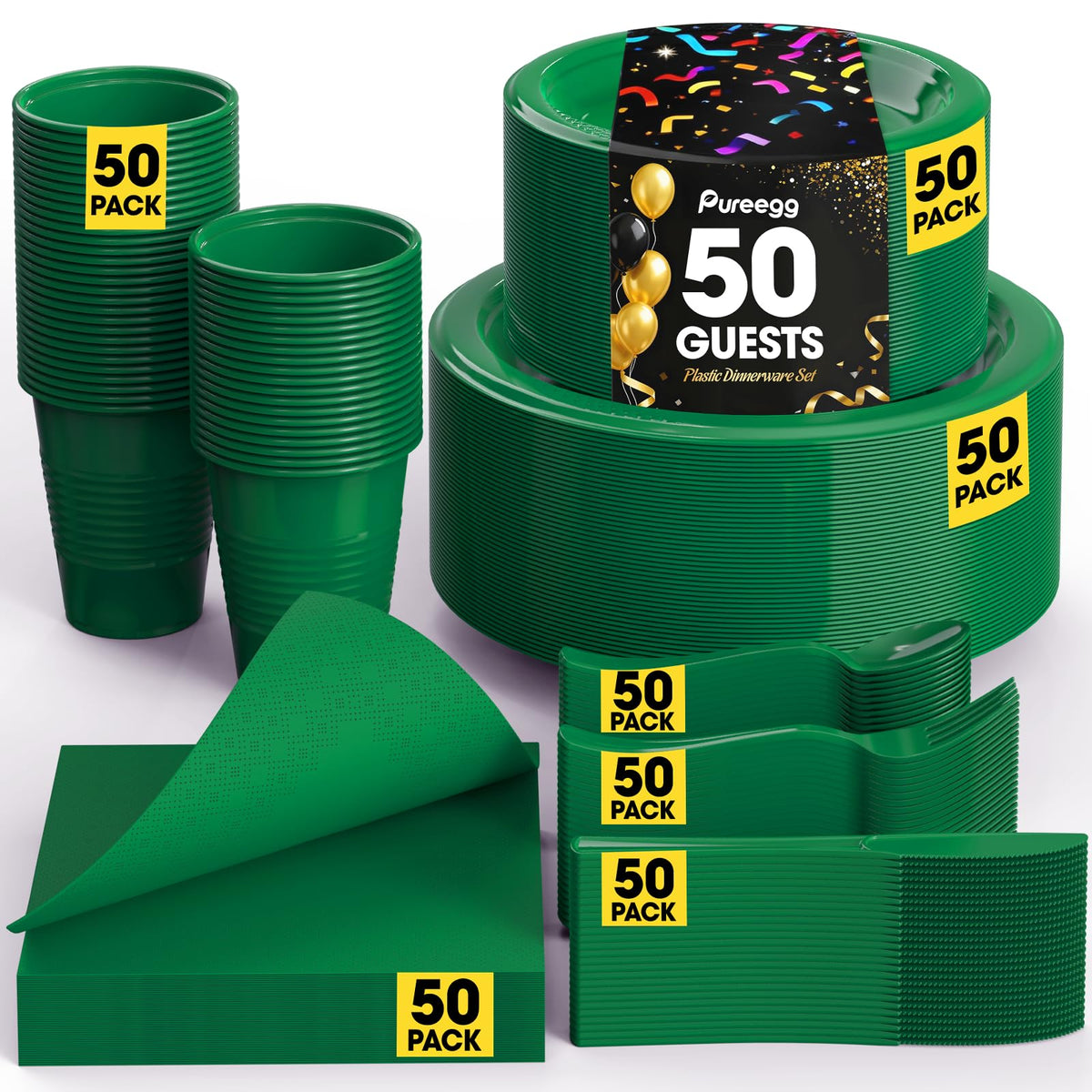 Pureegg 350-Piece Disposable Dinnerware Set for 50 Guests
