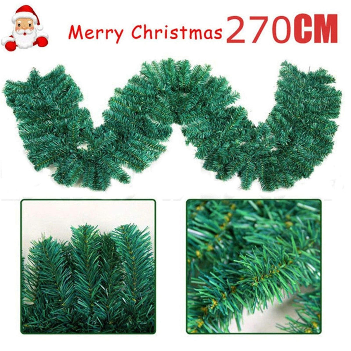 2.7m Green Christmas Garland for Holiday Party Decor