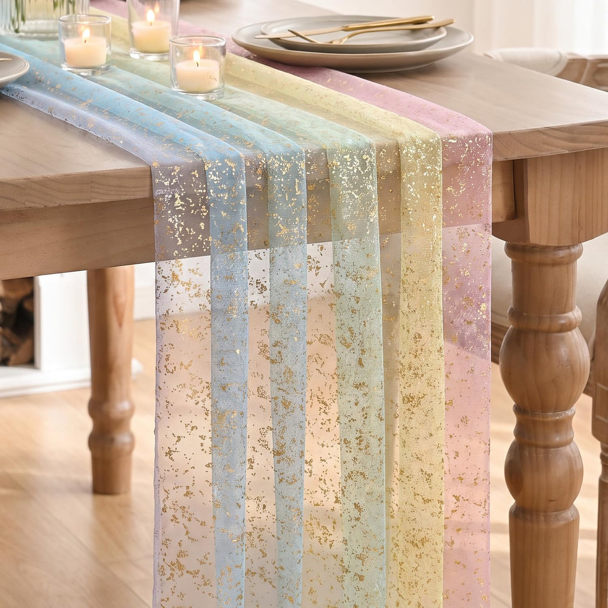 Artoid Mode Glitter Foil Gauze Table Runner for Parties