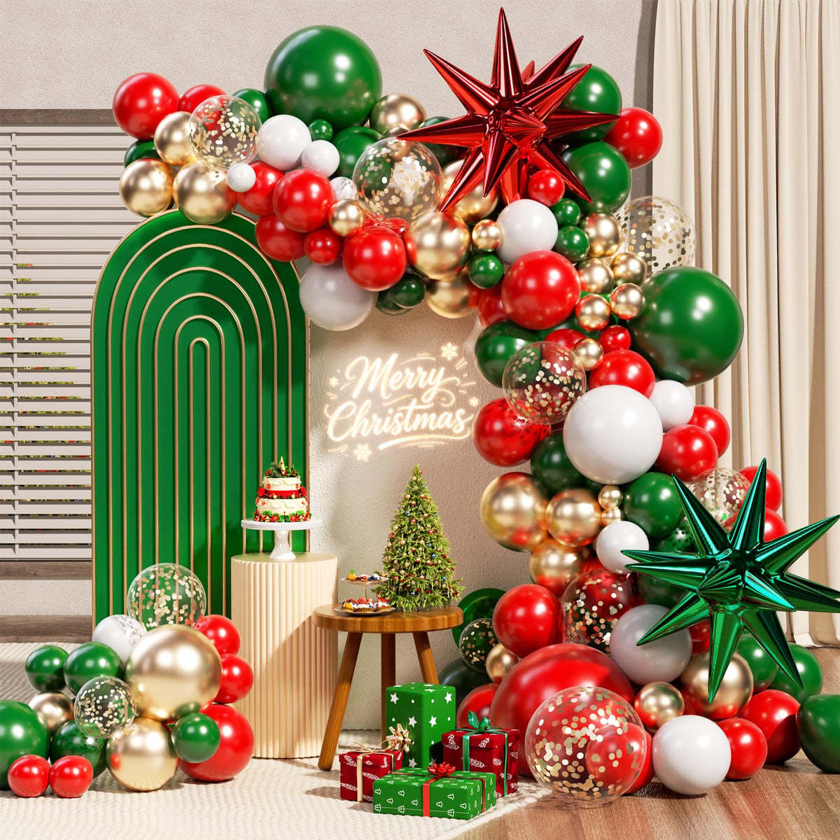 140-Piece Confetti & Star Balloon Garland Arch Kit