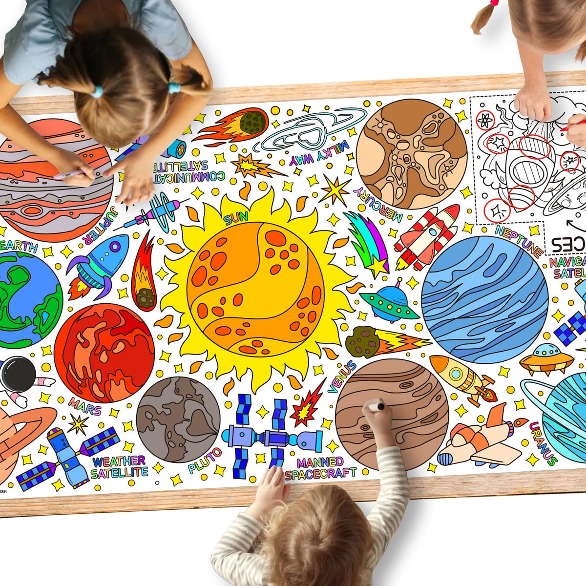 Gatherfun Kids Birthday Coloring Tablecloth, 31.5 x 72 in