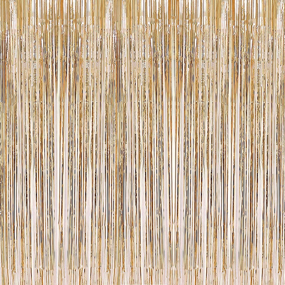 2-Pack Hot Pink Foil Fringe Curtains, 3.2 x 8.2 FT