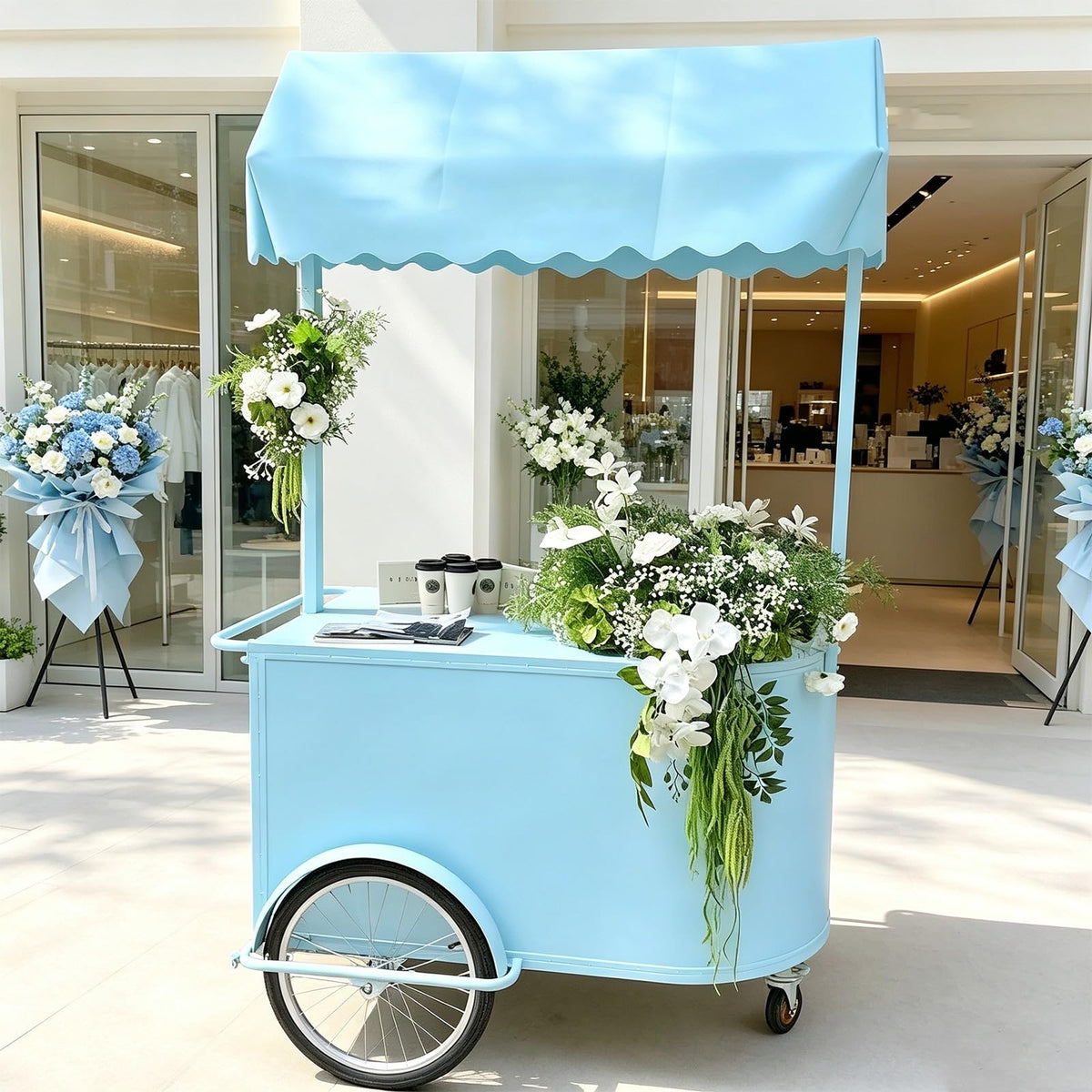 Mobile Iron Snack Cart with Wheels for Parties & Events