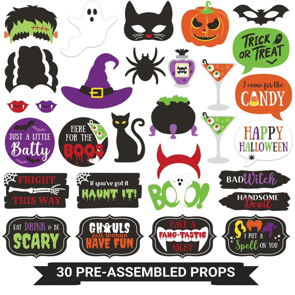Fully Assembled Photo Booth Props & Selfie Signs for Parties