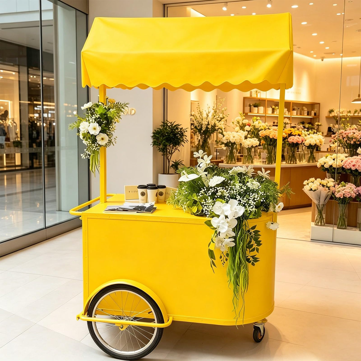Mobile Iron Snack Cart with Wheels for Parties & Events