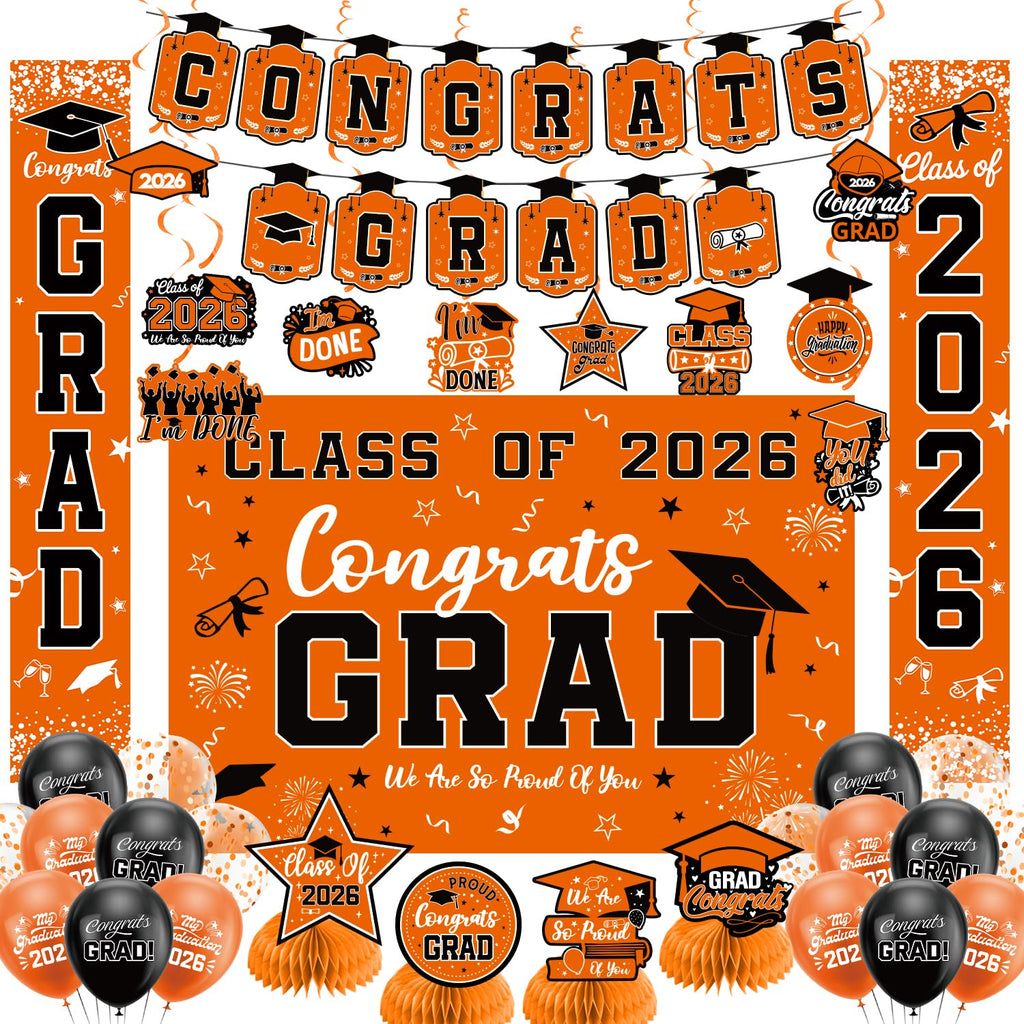 Class of 2026 Black & Gold Graduation Party Banner