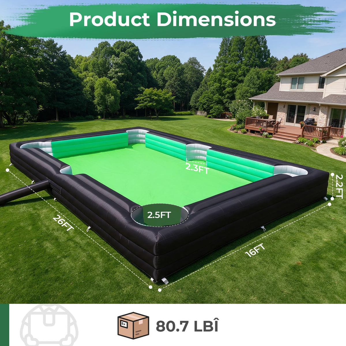 26FT Inflatable Soccer Pool Game with 16 Balls & 750W Blower