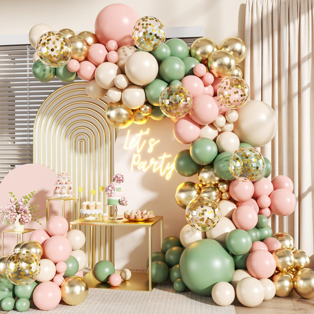 140-Piece Confetti & Star Balloon Garland Arch Kit