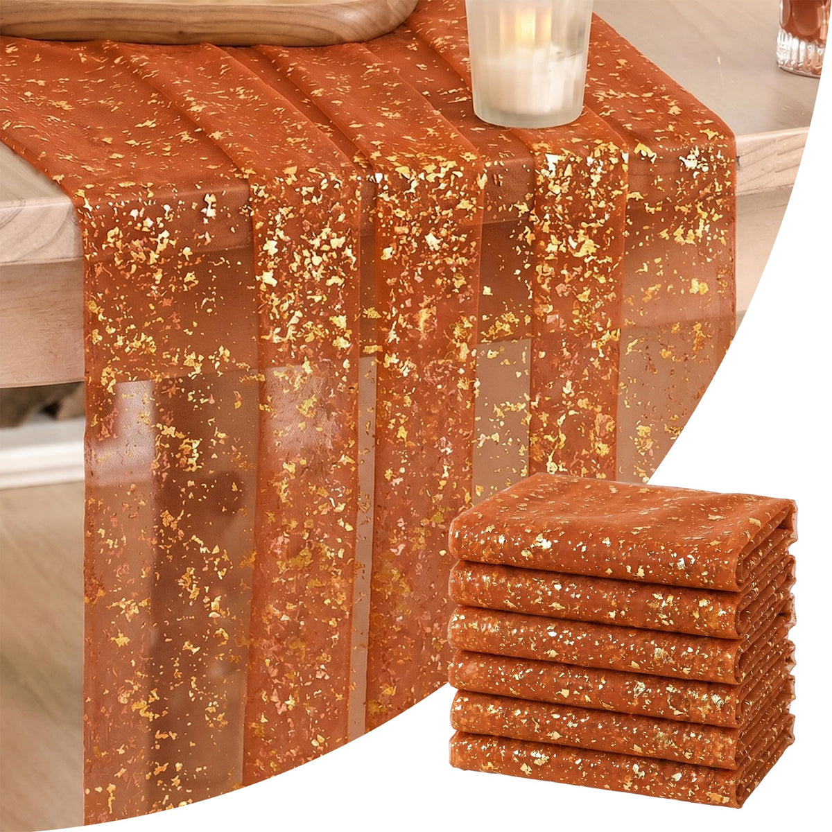 Artoid Mode Glitter Foil Gauze Table Runner for Parties