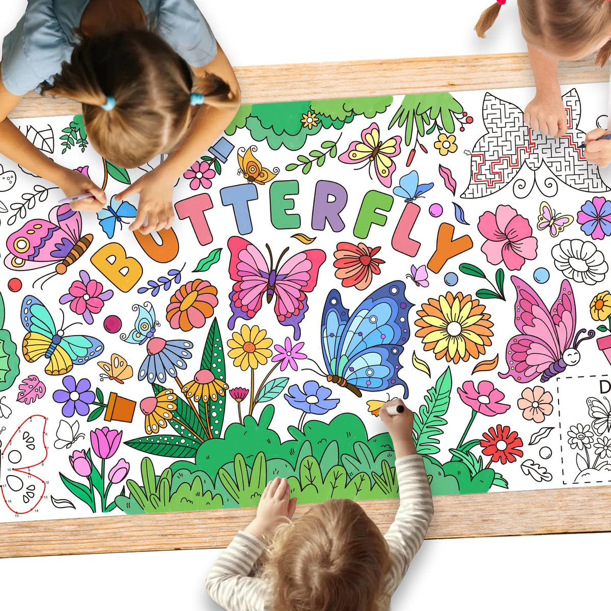 Gatherfun Kids Birthday Coloring Tablecloth, 31.5 x 72 in