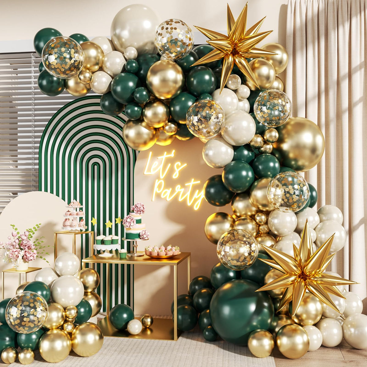 140-Piece Confetti & Star Balloon Garland Arch Kit