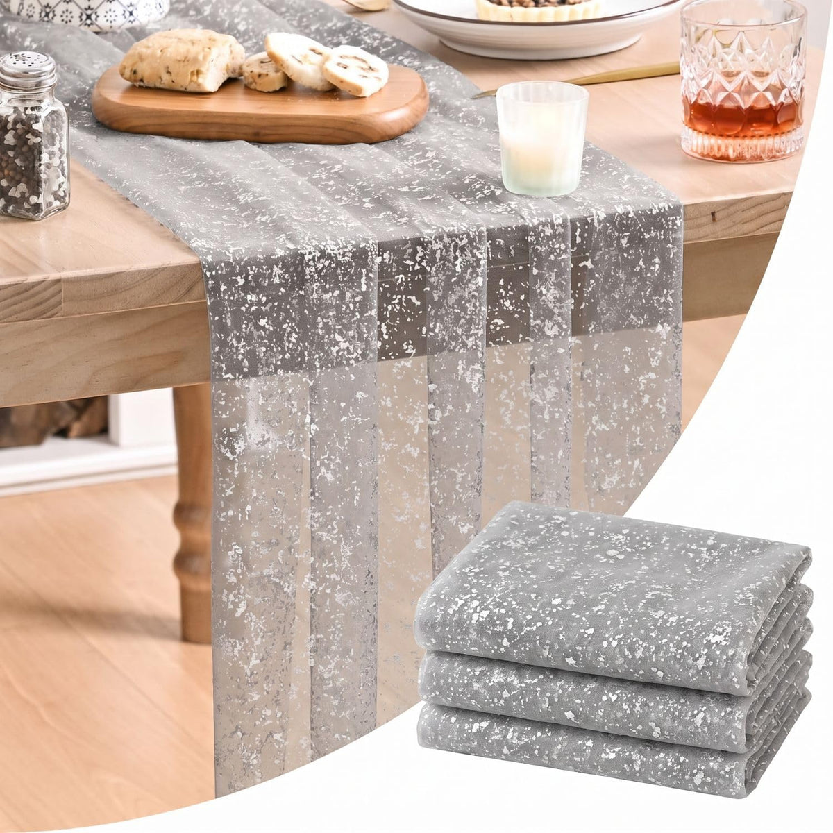 Artoid Mode Glitter Foil Gauze Table Runner for Parties